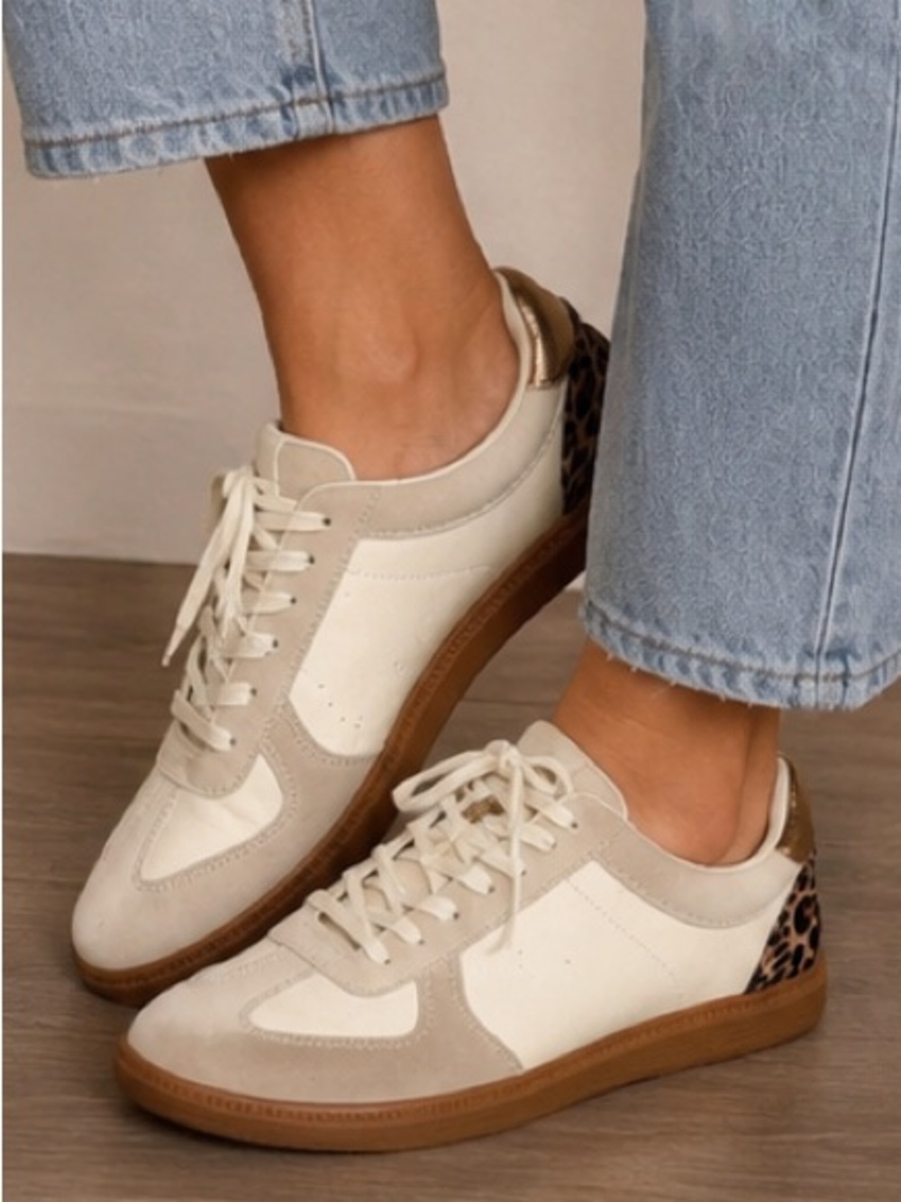 J.Crew Court Sneakers Leopard Print Heel Accent Size 6